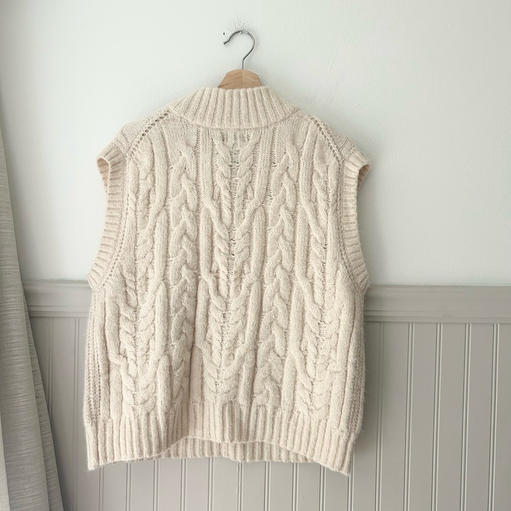 a new day XL Cream Cable Knit Turtleneck Sleeveless Sweater Vest - Picture 4 of 4